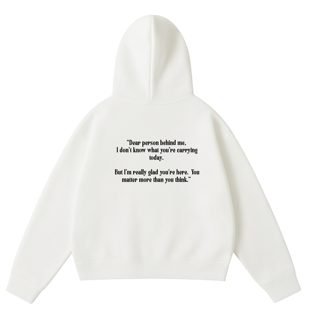 ALIVE. “I’m Glad You’re Here” Hoodie – White