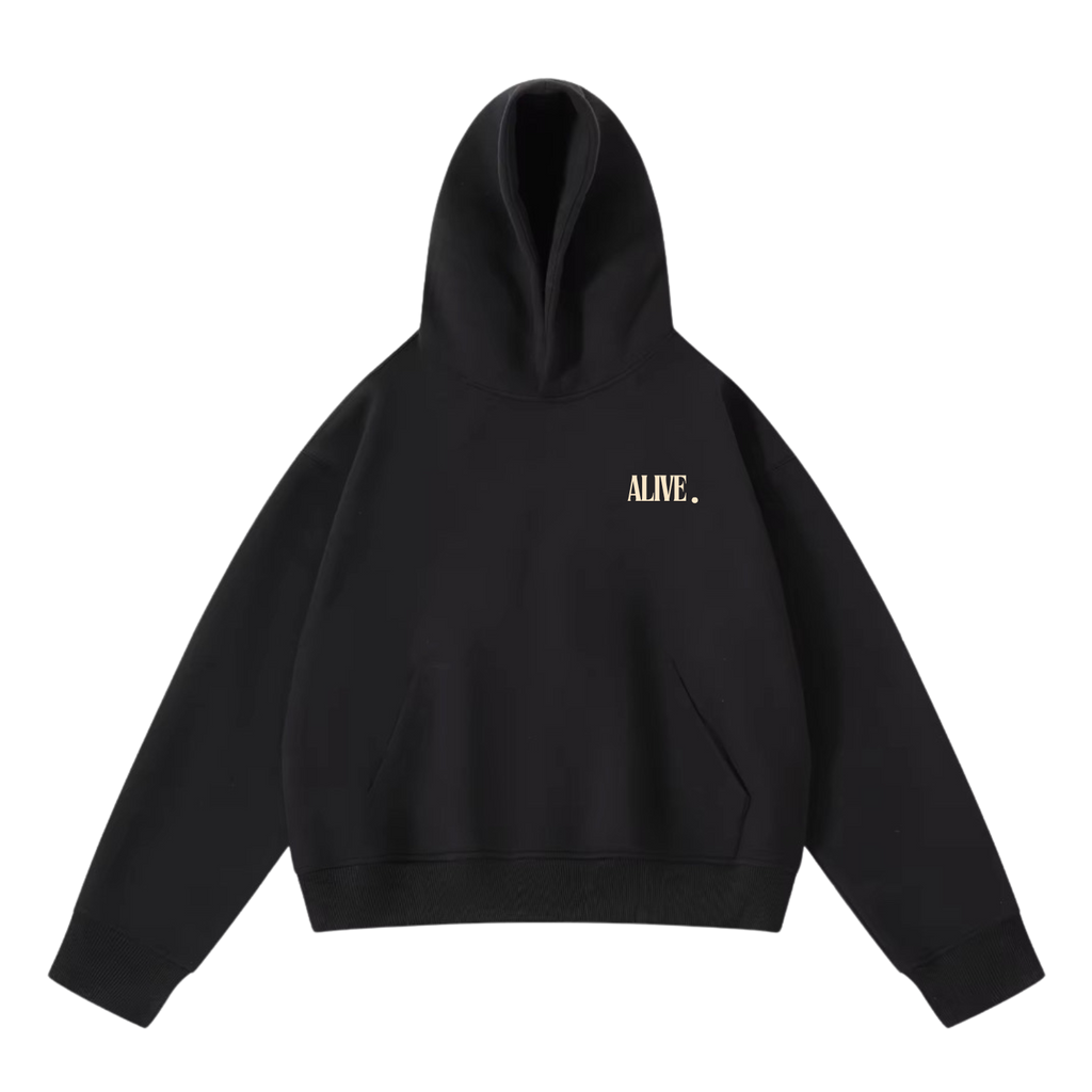 ALIVE. “I’m Glad You’re Here” Hoodie – Black